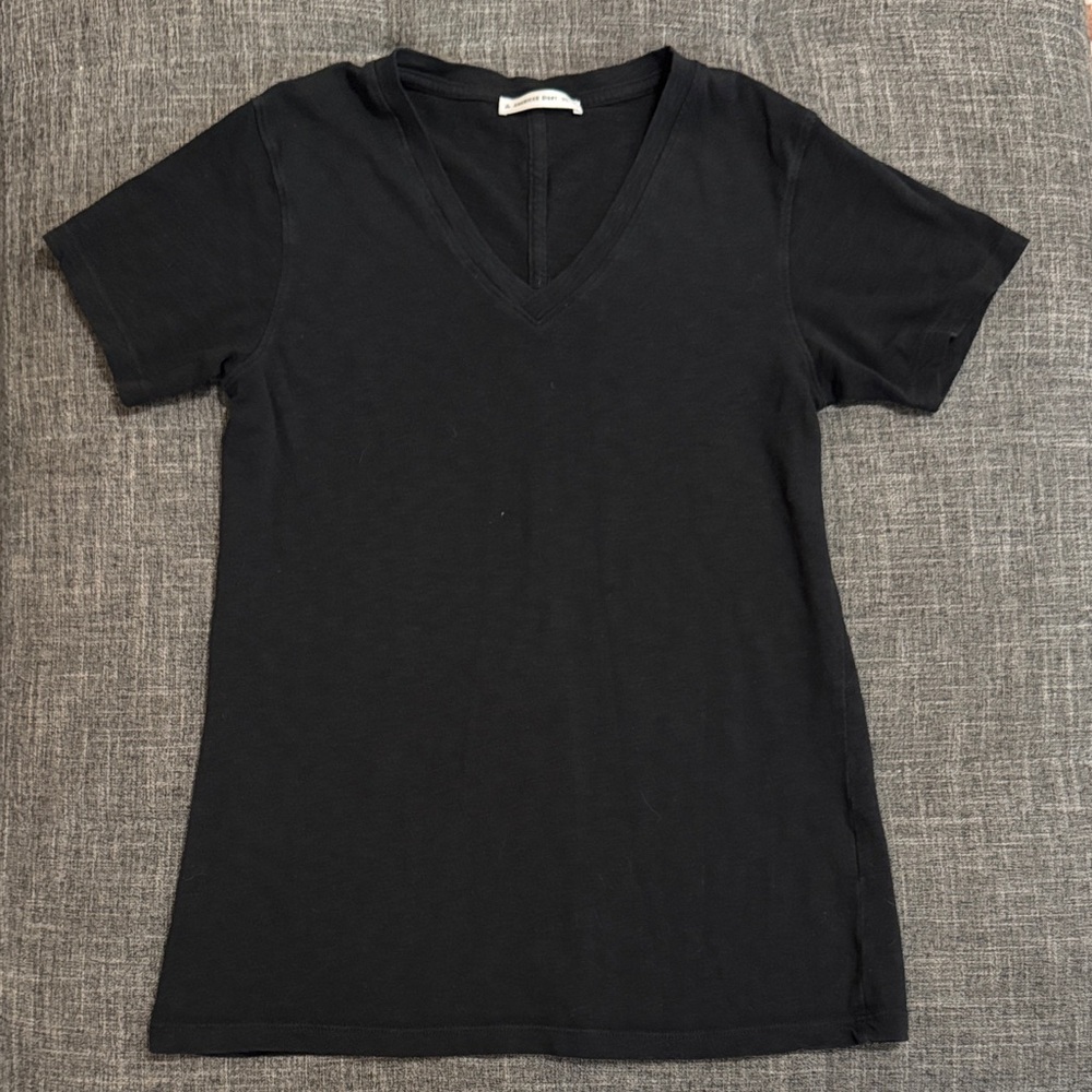 American Giant Black Supima Cotton V-Neck Tee XS Made in USA